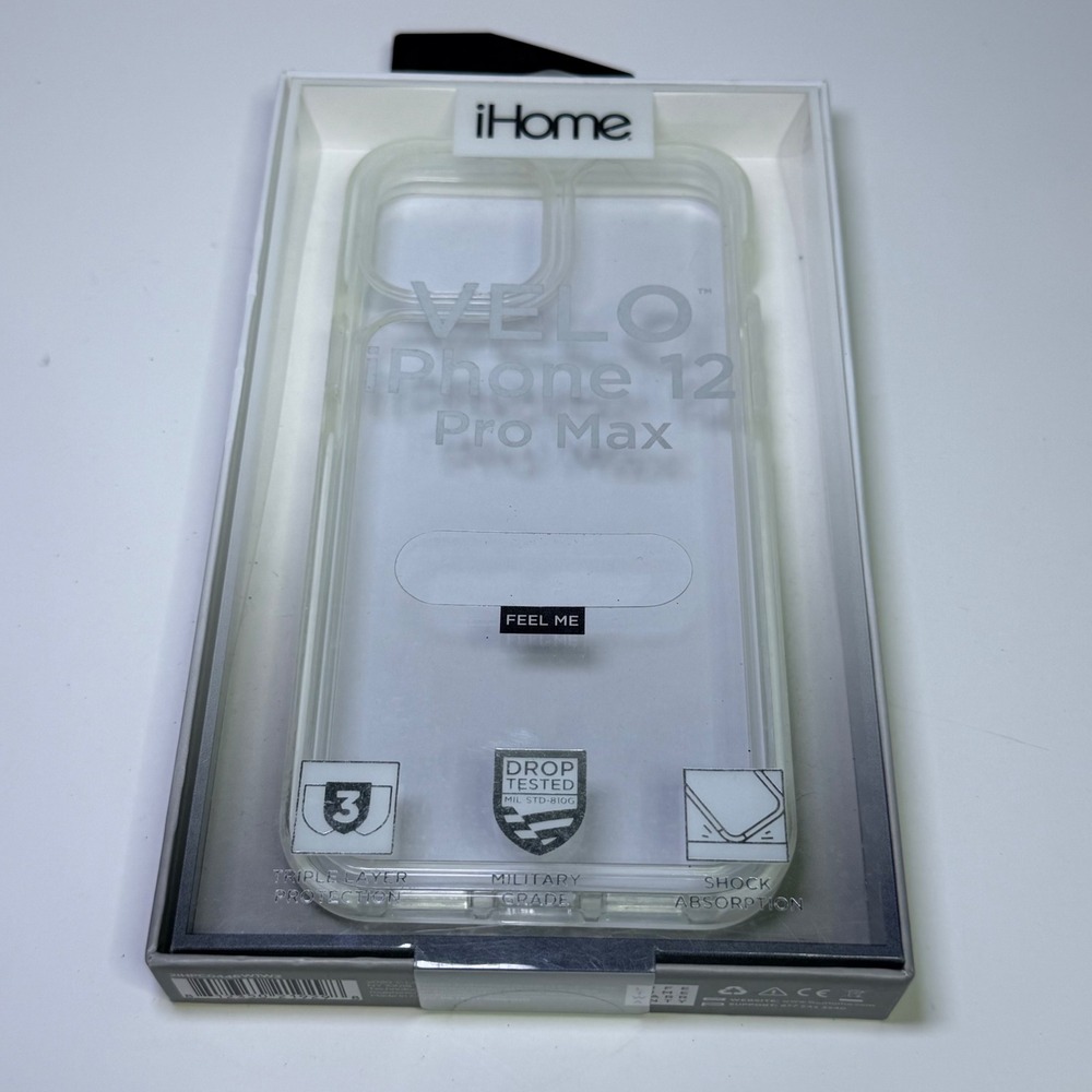 iHome VELO iPhone 12 Pro Max Case Clear Slim Military Grade Drop Tested New
